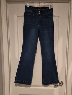 High-Rise Dark Blue Flare Jeans for Women